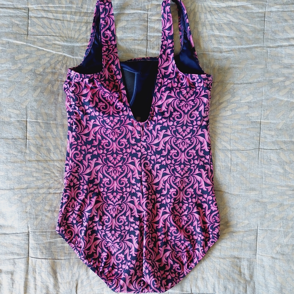 Lands' End Pink and Blue One Piece Swimsuit  size 12. - Picture 9 of 14